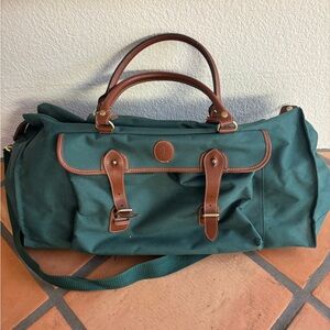 Ralph Lauren Vintage style green Duffel bag with leather trim and strap